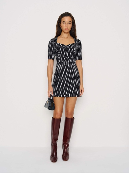 Reformation Dresses & Skirts - REFORMATION NWT Gene Mini Dress size 4 black-and-white polkadot